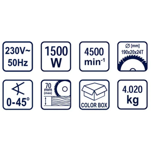 Циркуляр ръчен ø190mm 1500W RD-CS22