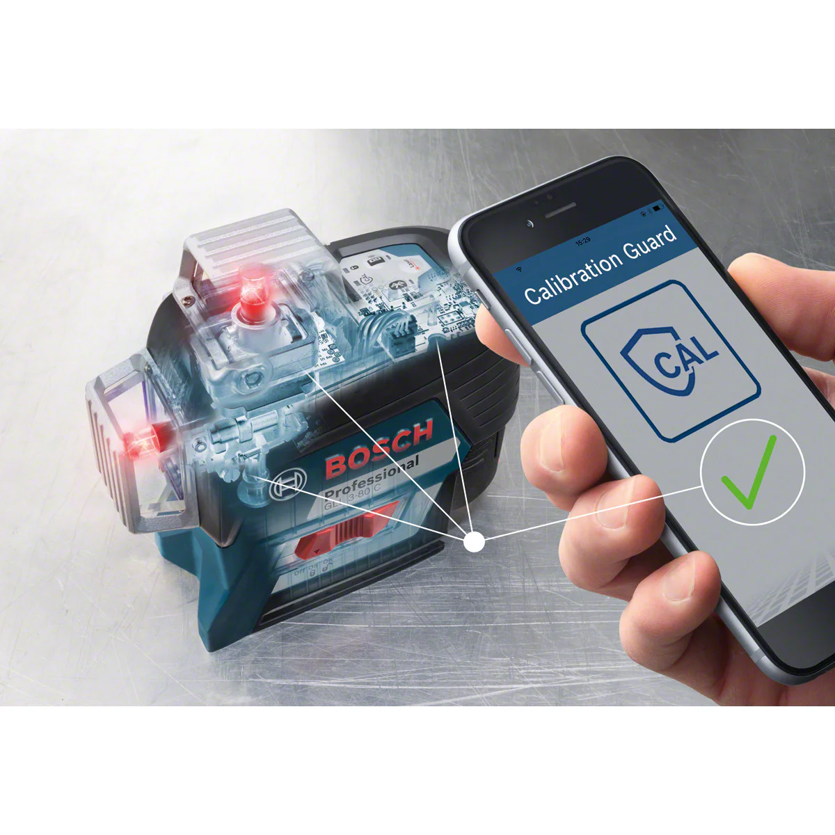 Лазерен линеен нивелир Bosch GLL 3-80 C + Стойка BT 150 0601063R01