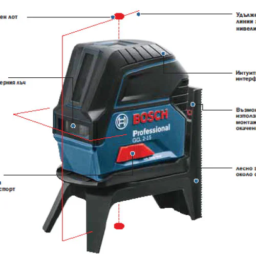 Лазерен линеен нивелир Bosch GCL 2-15 Лазерен линеен нивелир Bosch GCL 2-15