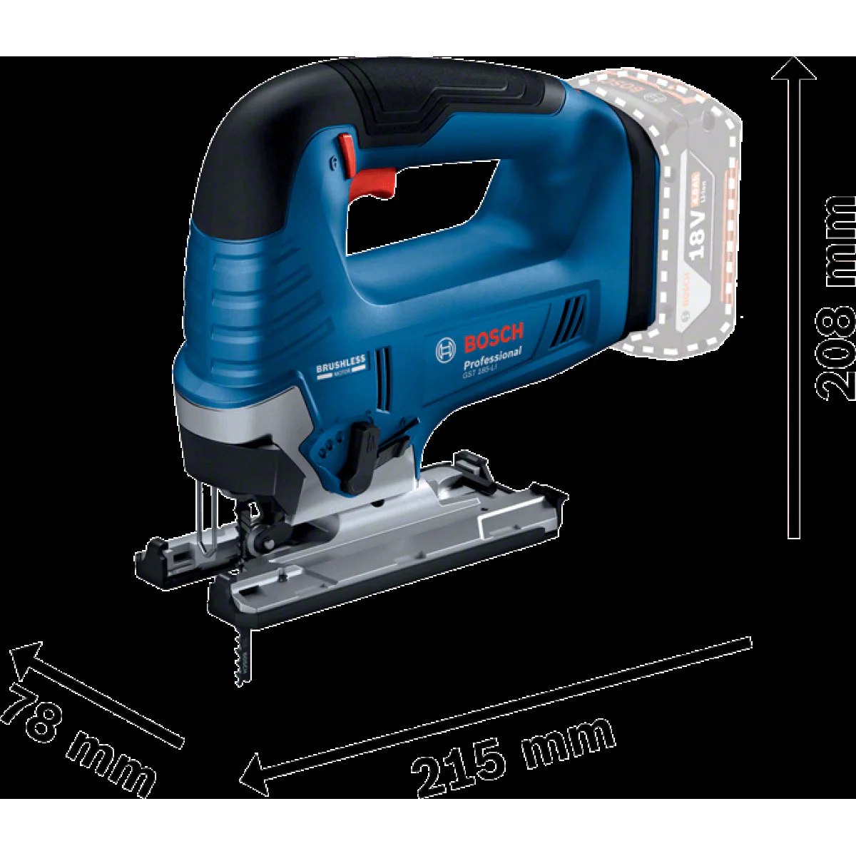 Прободен трион Bosch GST 185-LI 1 x 4,0 Ah в куфар 06015B3023 Прободен трион Bosch GST 185-LI 1 x 4,0 Ah в куфар 06015B3023