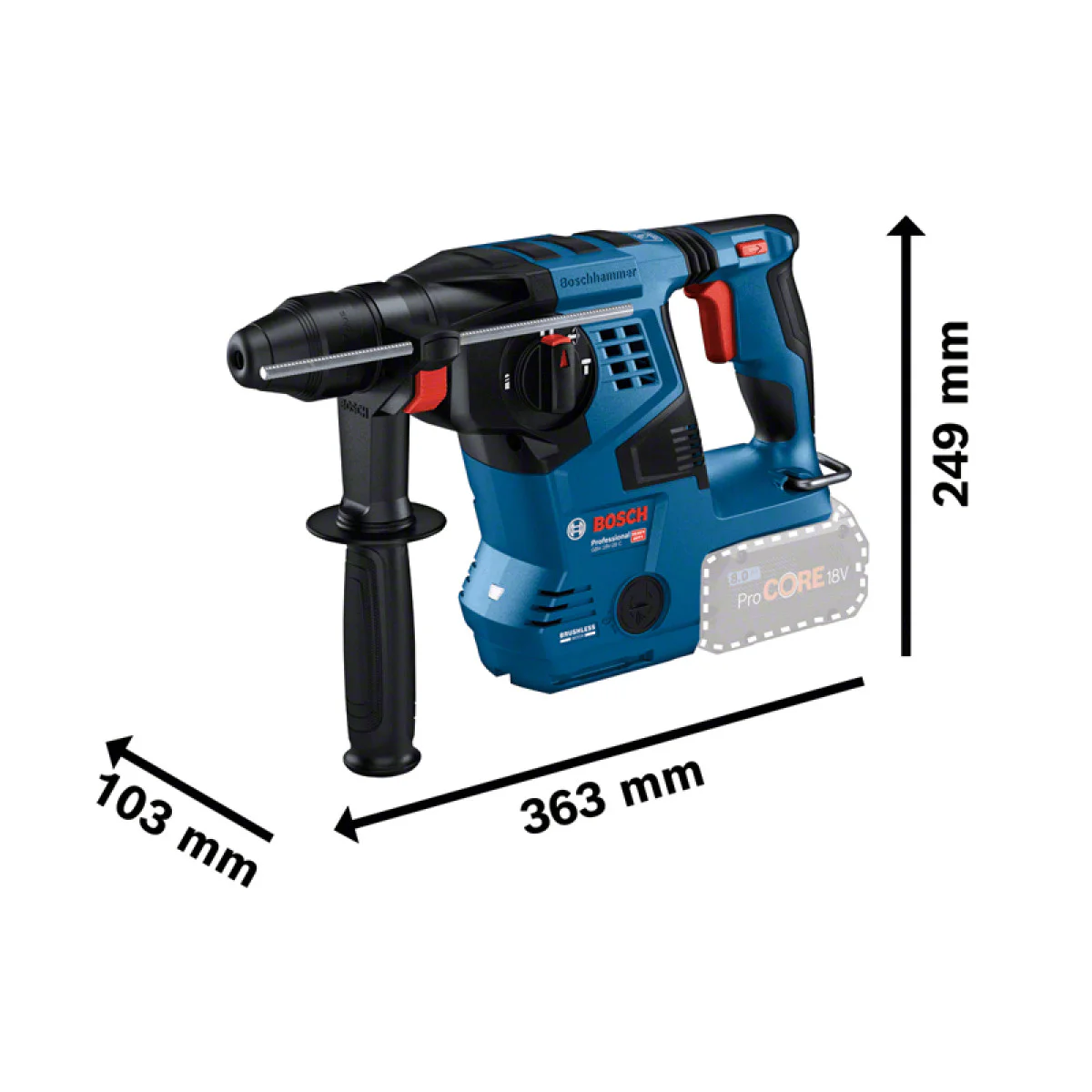Акумулаторен перфоратор Bosch GBH 18V-28 C - 3.3 J, без батерия 0611920000 Акумулаторен перфоратор Bosch GBH 18V-28 C - 3.3 J, без батерия 0611920000