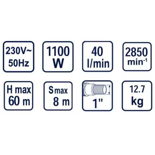 Помпа водна 1000W 1 max 40L/min RD-JET100