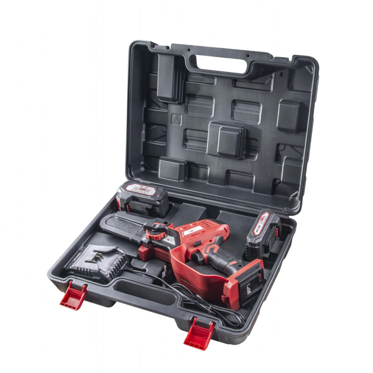 Акумулаторен верижен трион Raider RDP-SBG20, 100 мм, с 2 батерии 20 V, зарядно и куфар 075719 Акумулаторен верижен трион Raider RDP-SBG20, 100 мм, с 2 батерии 20 V, зарядно и куфар 075719