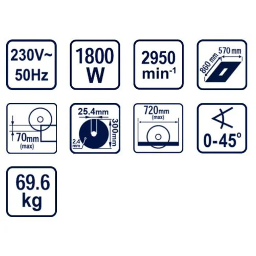Машина за плочки 1800W 72cm Ø300mm RDP-ETC26