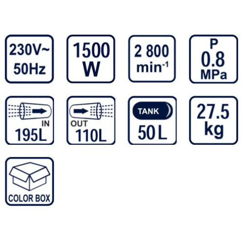 Компресор Райдер 50L 1.5kW RD-AC02