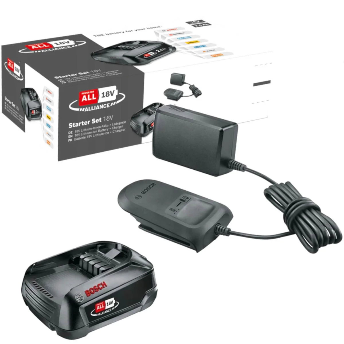 Стартов комплект Батерия 2,5А и зарядно Bosch хоби 18V за Bosch и GARDENA 1600A02625 Стартов комплект Батерия 2,5А и зарядно Bosch хоби 18V за Bosch и GARDENA 1600A02625