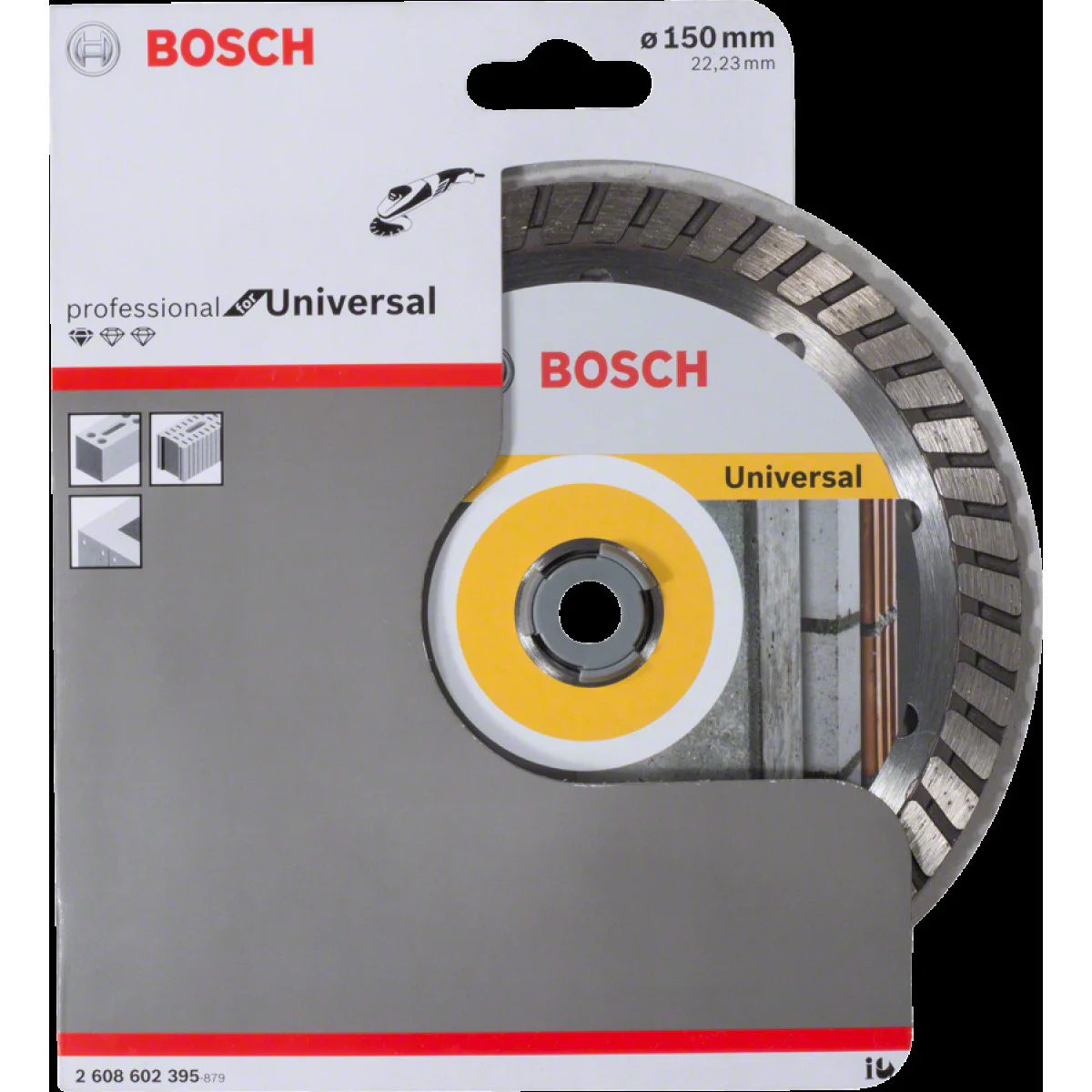 Диамантен диск за сухо рязане , ф150 x 22,23 x 2,5 x 10 mm ,  Bosch Standard for Universal Turbo 2608602395 Диамантен диск за сухо рязане , ф150 x 22,23 x 2,5 x 10 mm ,  Bosch Standard for Universal Turbo 2608602395