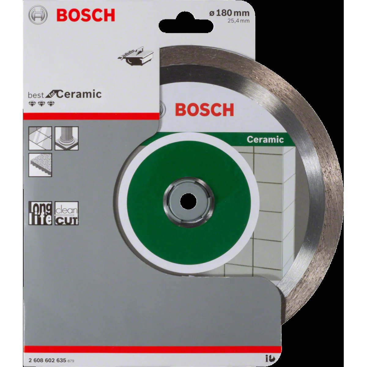 Диск диамантен за сухо рязане на керамични плочки 180 x 25,40 x 2,2 x 10 mm , Best for Ceramic 2608602635