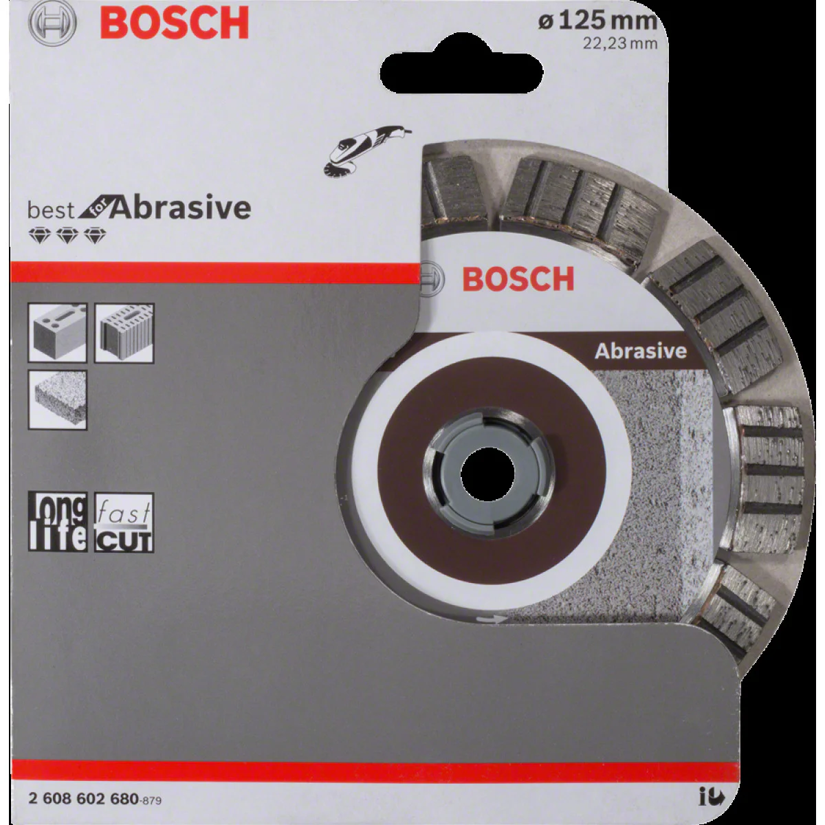 Диск диамантен за  рязане  ф125 x 22,23 x 2,2 x 12 мм , Bosch Best for Abrasive 2608602680