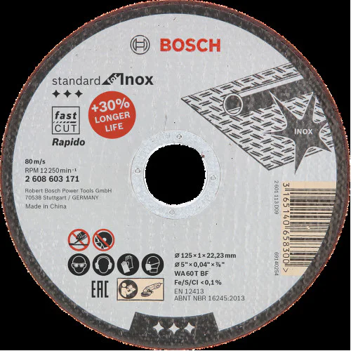 Диск за рязане на INOX Bosch ф125X1.0мм - 25бр