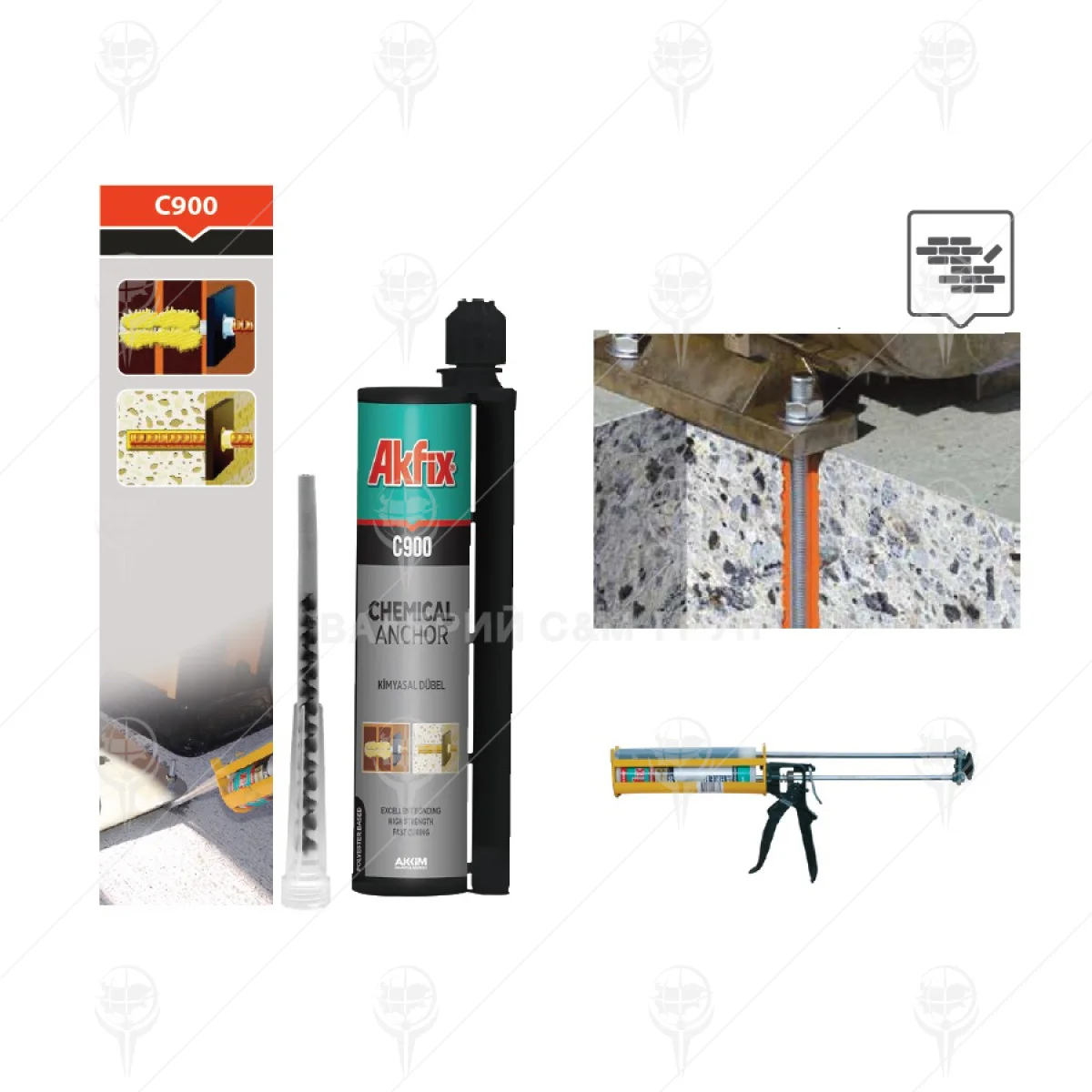Лепило химически анкер Akfix C900 345ml с миксер 35495