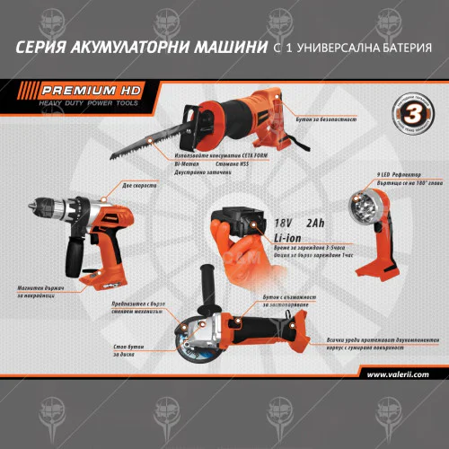 Акумулаторна батерия и зарядно устройство Premium HD 0503MFJS