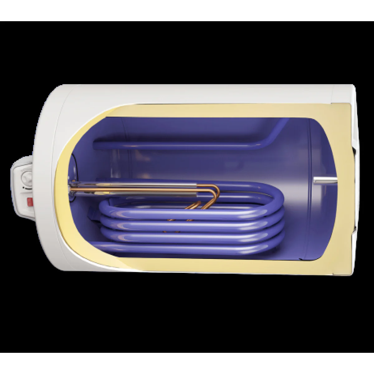 Комбиниран бойлер 80 л, със серпентина, хоризонтален, емайлиран, голям диаметър 72265XS