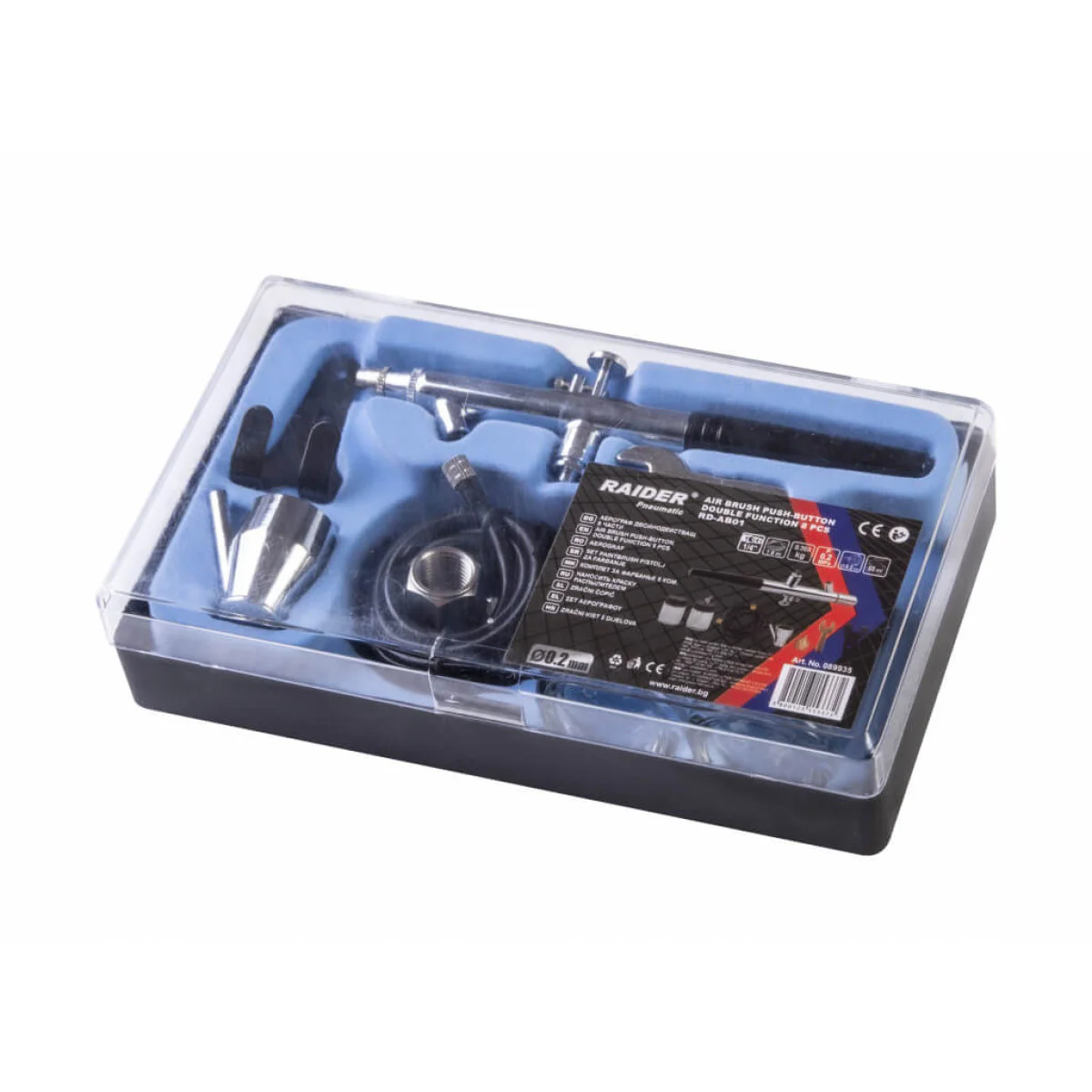 Аерограф двойнодействащ ø0.2mm 8части к-т RD-AB01 089935