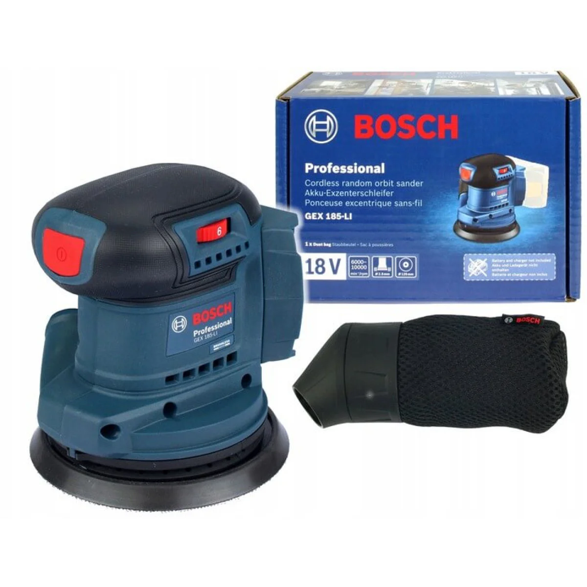 Акумулаторен ексцентършлайф BOSCH GEX 185-LI, 125mm 06013A5020 Акумулаторен ексцентършлайф BOSCH GEX 185-LI, 125mm 06013A5020