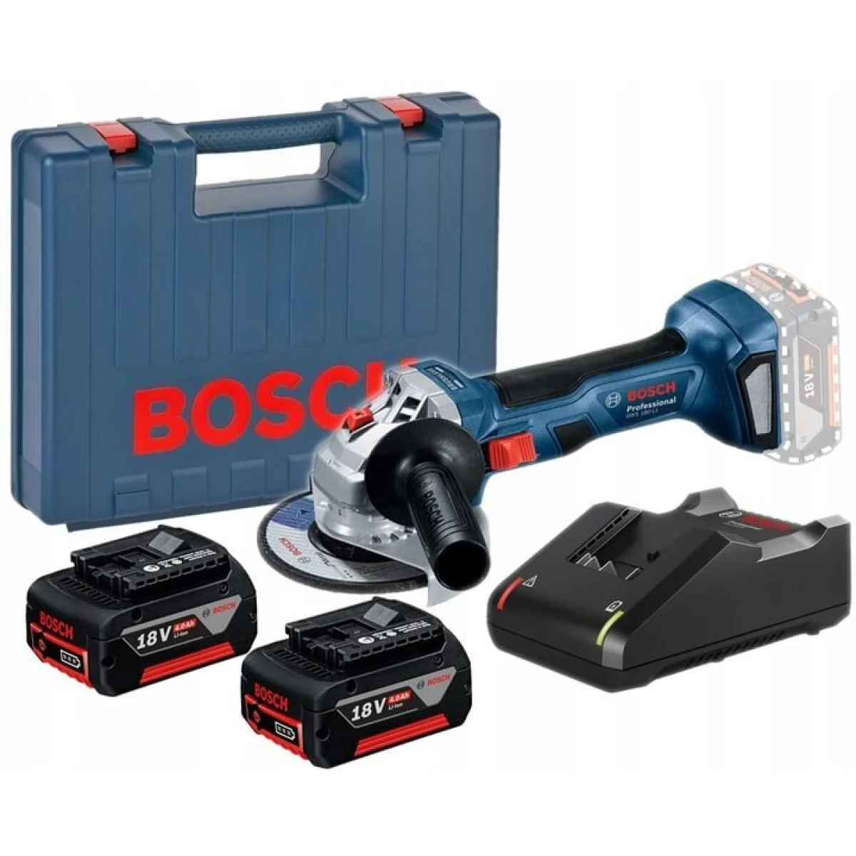 Акумулаторен ъглошлайф Bosch GWS 180-LI, 125мм 2x4Ah - GAL 18V-40 06019H9021