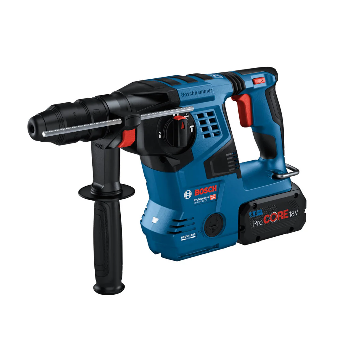 Акумулаторен перфоратор Bosch GBH 18V-28 CF, 3.3 J, със сменяем патронник SDS plus в L-BOXX 238, 2 x ProCORE18V 8.0Ah 0611921002