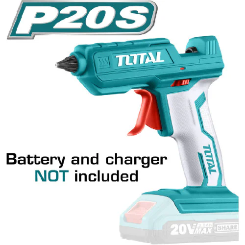 Акумулаторен пистолет за топло лепене TOTAL, 20 V, 100 W, без батерия
