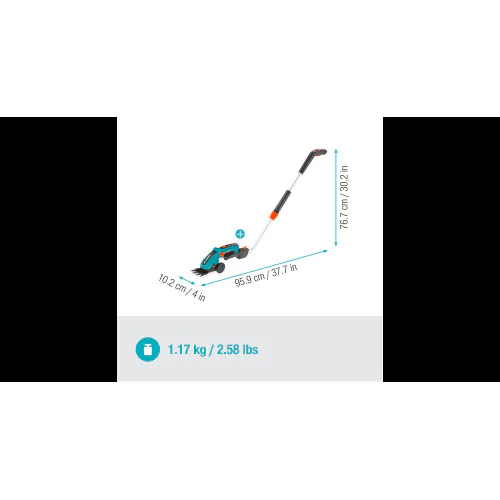 Акумулаторна ножица за трева GARDENA ComfortCut Li комплект с дръжка и колела