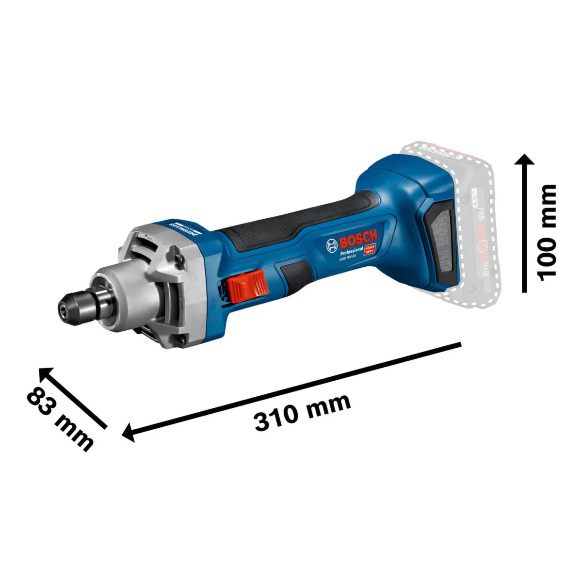 Акумулаторна права шлифовъчна машина Bosch GGS 18V-20 без батерия и зарядно устройство 06019B5401