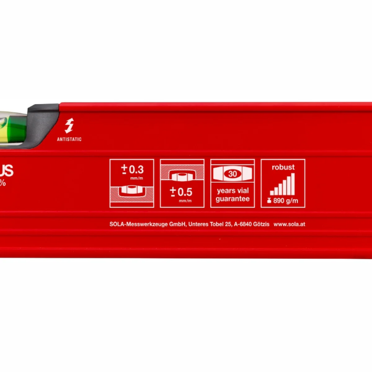 Алуминиев нивелир Sola BIG RED 3 180, 1800 мм 01219601
