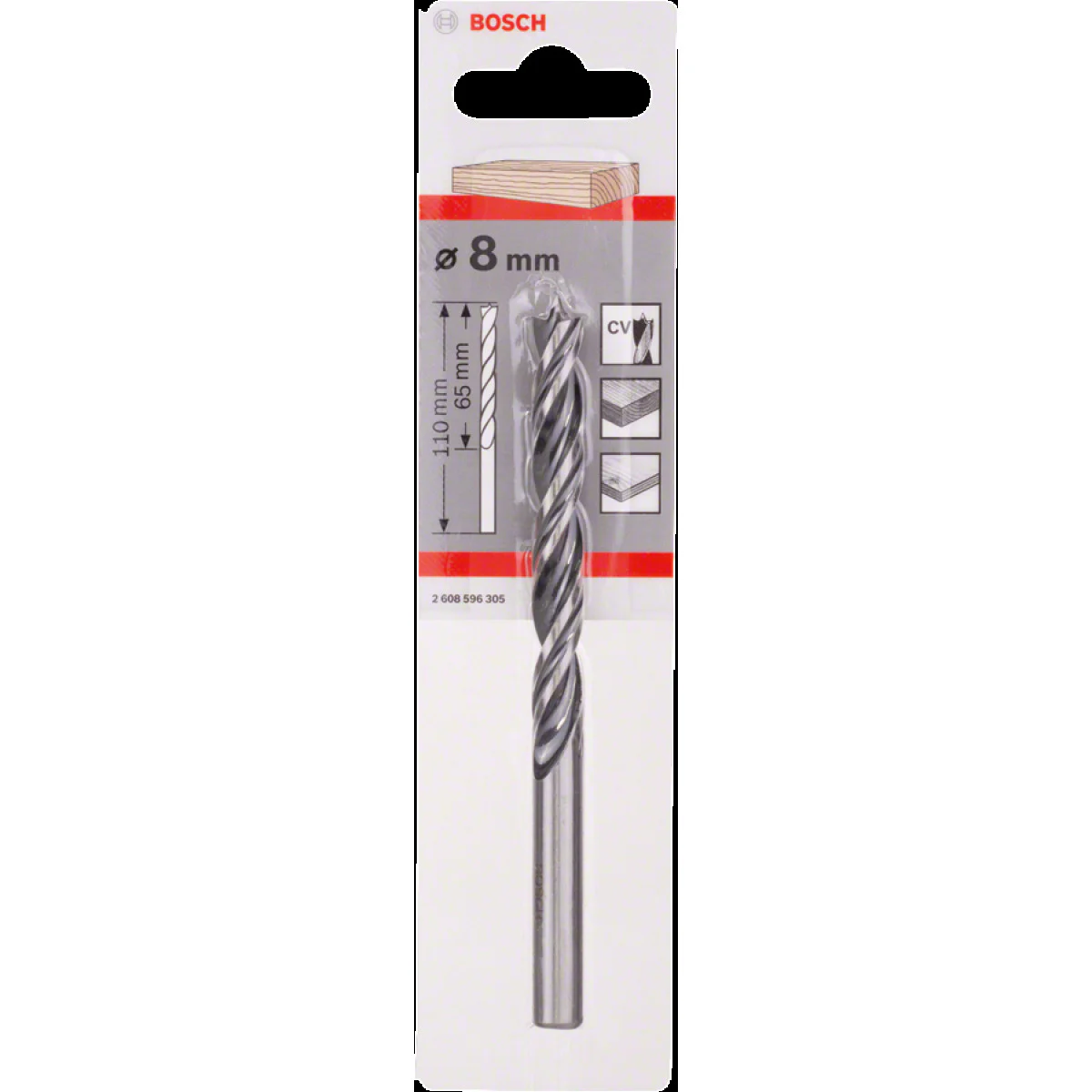 Стандартно спирално свредло за дърво 8 x 75 x 117 mm, d 8 mm  Bosch 2608596305
