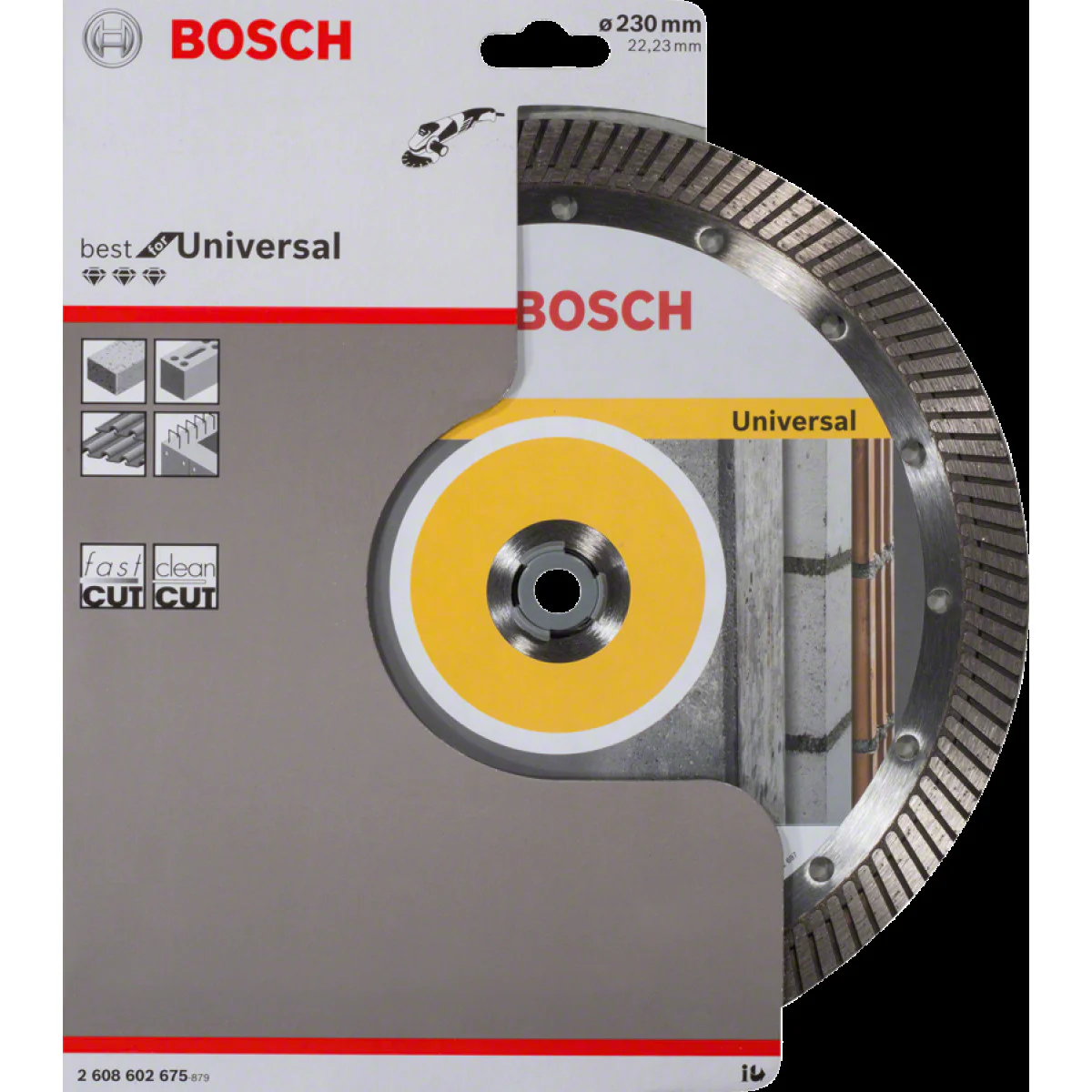 Диамантен диск за сухо рязане , ф 230 x 22,23 x 2,5 x 15 mm , Bosch Best for Universal Turbo 2608602675 Диамантен диск за сухо рязане , ф 230 x 22,23 x 2,5 x 15 mm , Bosch Best for Universal Turbo 2608602675