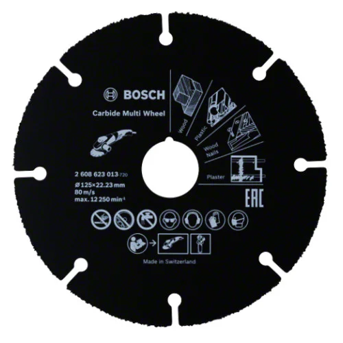 Диск за дърво за ъглошлайф и пластмаса Bosch Carbide Multi Wheel - 125мм