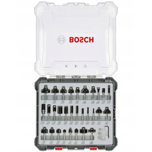 Фрезери комплект за оберфреза, 30 части, смесени, 6mm опашка, Bosch