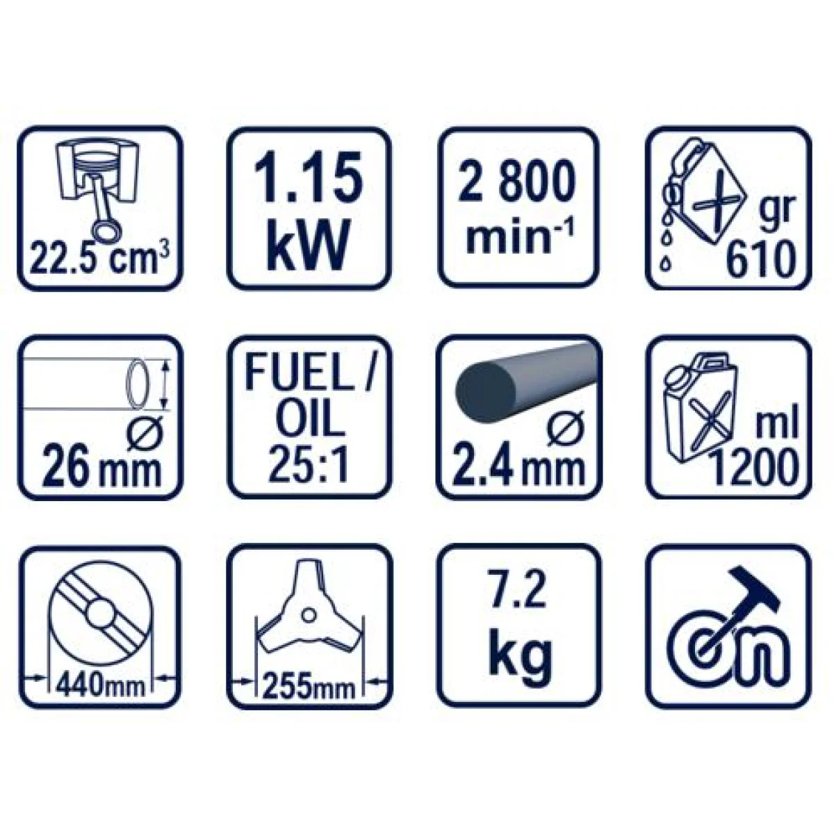 Коса бензинова с нож и корда 1.15kW RD-GBC08 075504