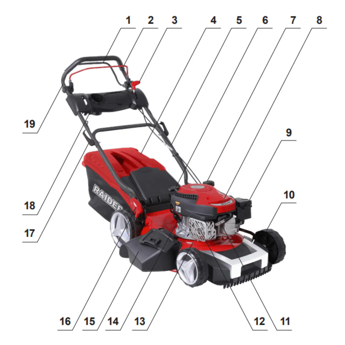 Косачка бензинова самоходна 4 в 1, Райдер RD-GLM08 075003
