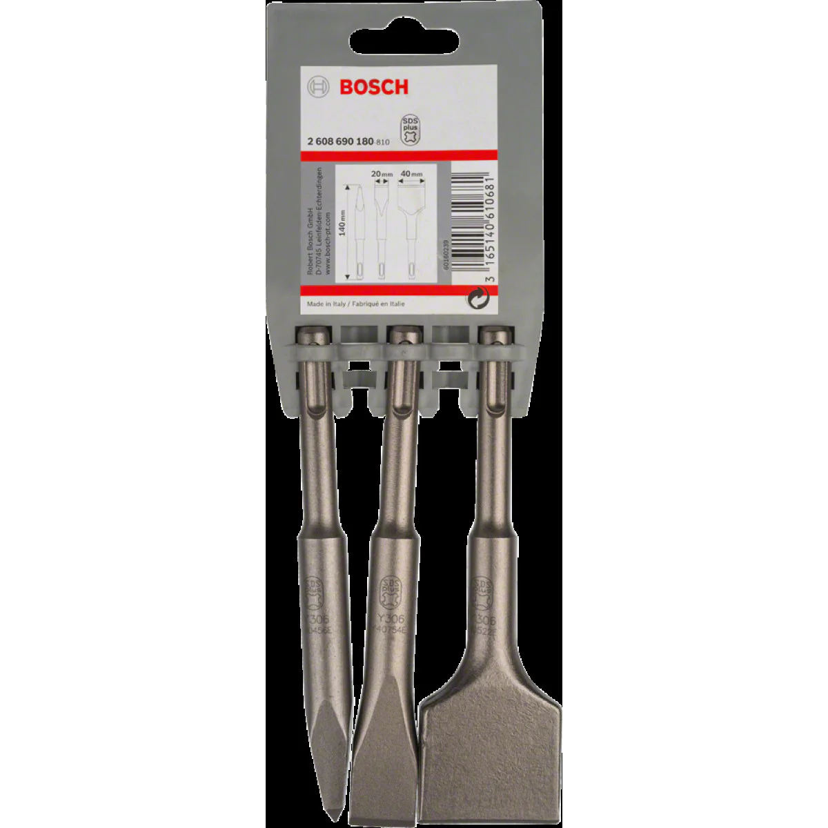 Комплект къси секачи  Bosch SDS plus, 3 части 2608690180