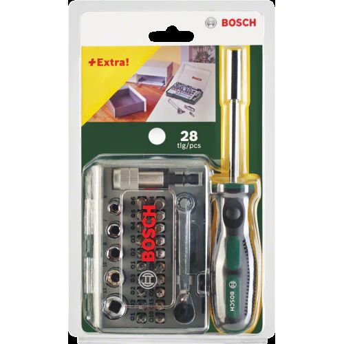 Комплект минитресчотки + ръчна отвертка, 27 части Bosch