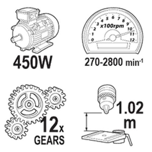 Бормашина настолна 450W 16mm H=1.02m Райдер RDP-BD02