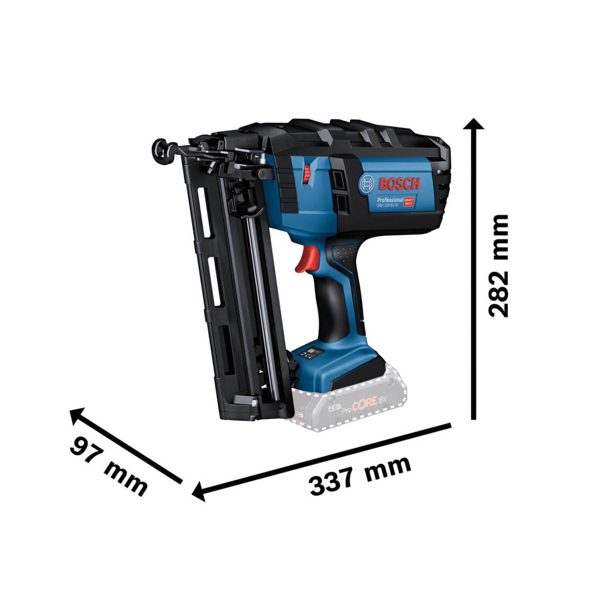 Акумулаторен пистолет за пирони Bosch GNH 18V-64 M 2 x батерии ProCORE18V 4.0Ah в L-Boxx 136 