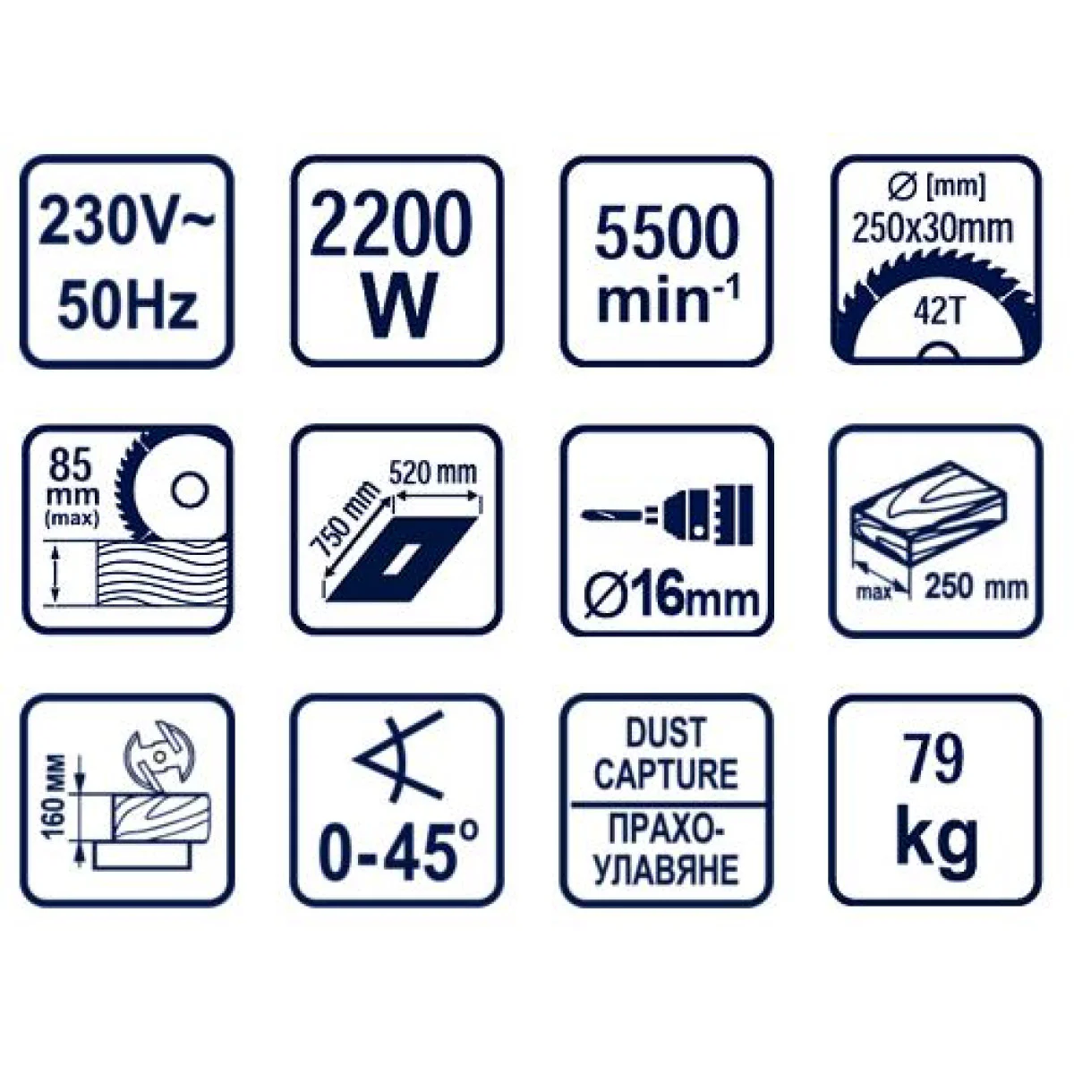 Пет операционна дървообработваща мултифункционална машина 2200W RDP-CWM01 059402