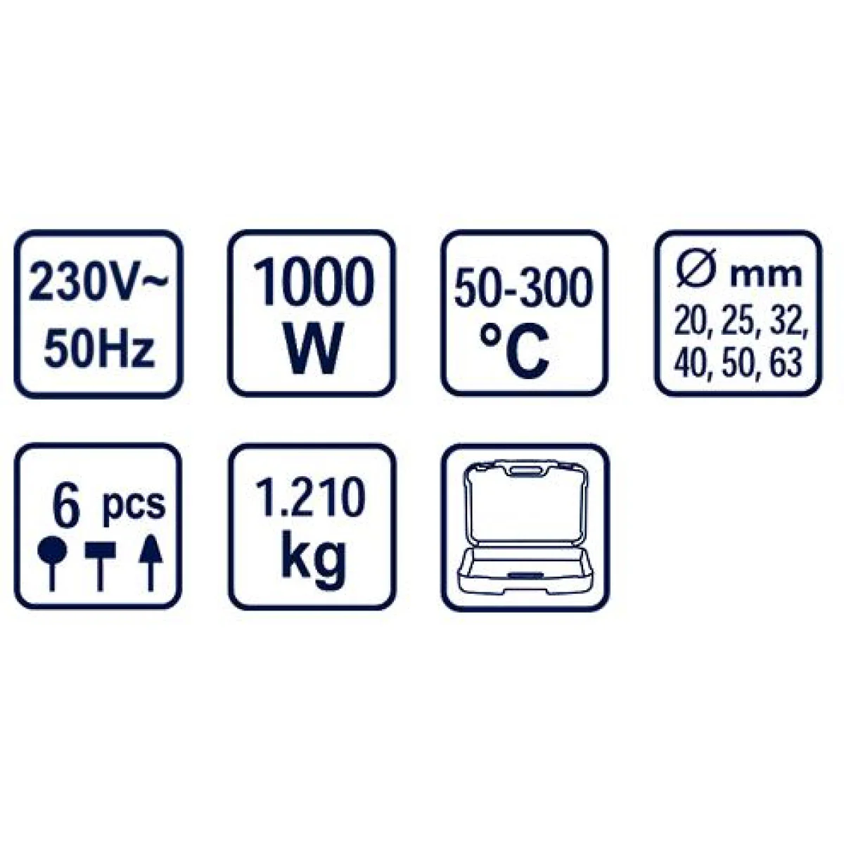 Поялник за PP тръби 1000W 6 глави ø20-63mm RD-PW02 123104