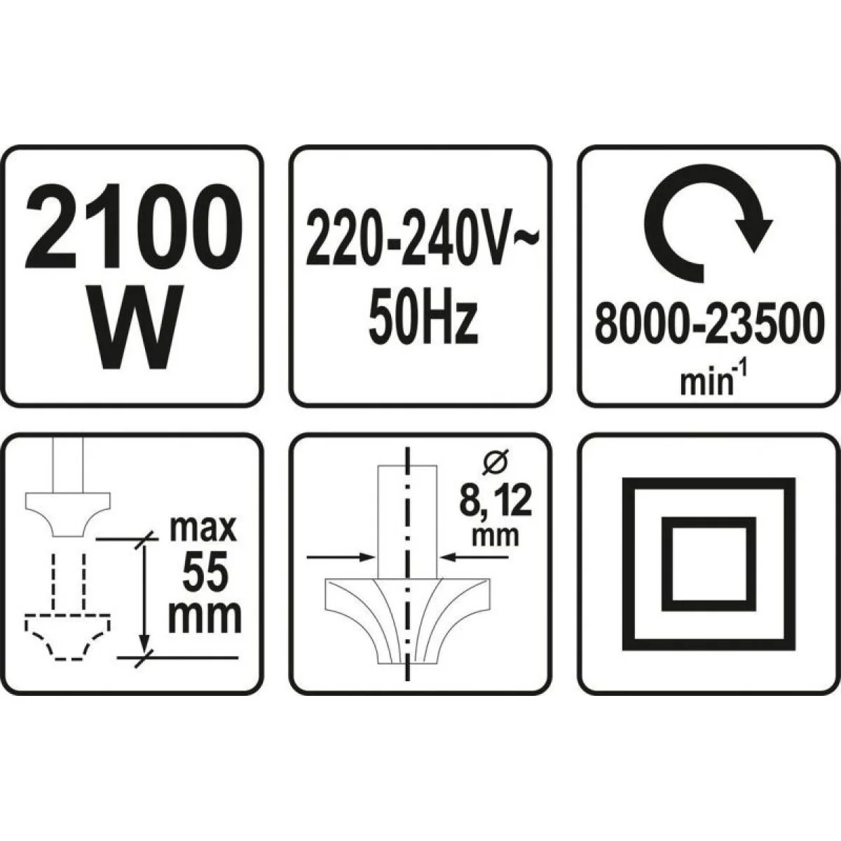 Оберфреза YATO YT 82380, 2100 W, 8 - 12 мм 82380