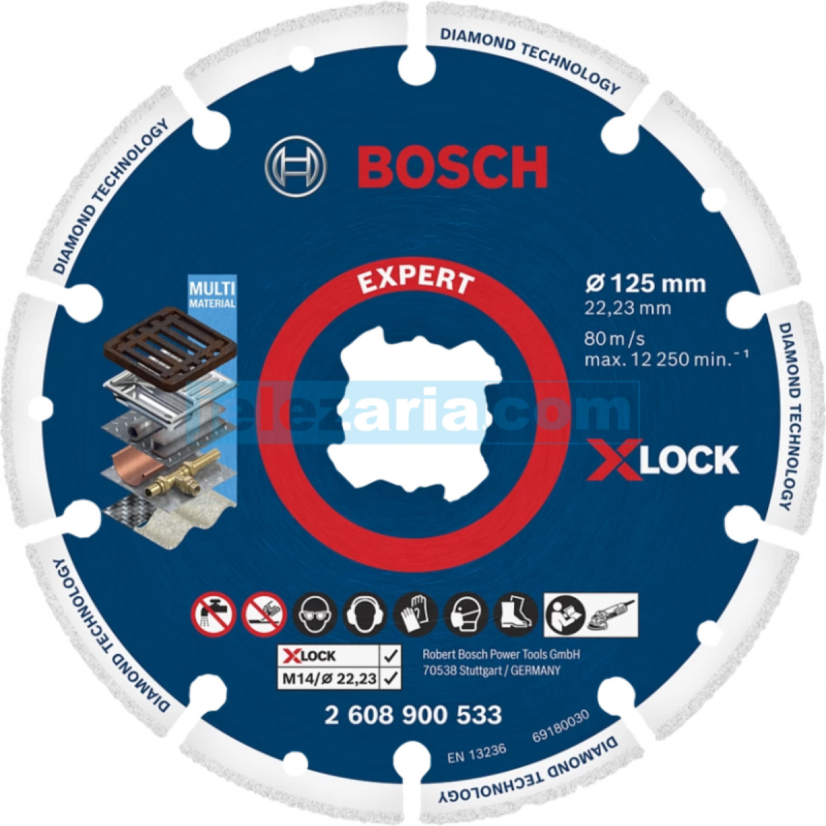 Диамантен диск за метал Bosch X-LOCK, M14 - 125мм 