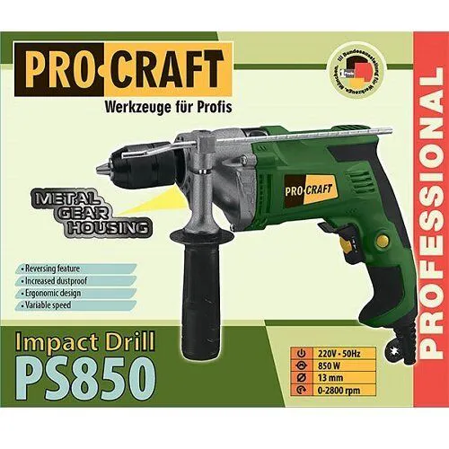 Ударна бормашина PROCRAFT PS850, 800W, 0-3000 об/мин.