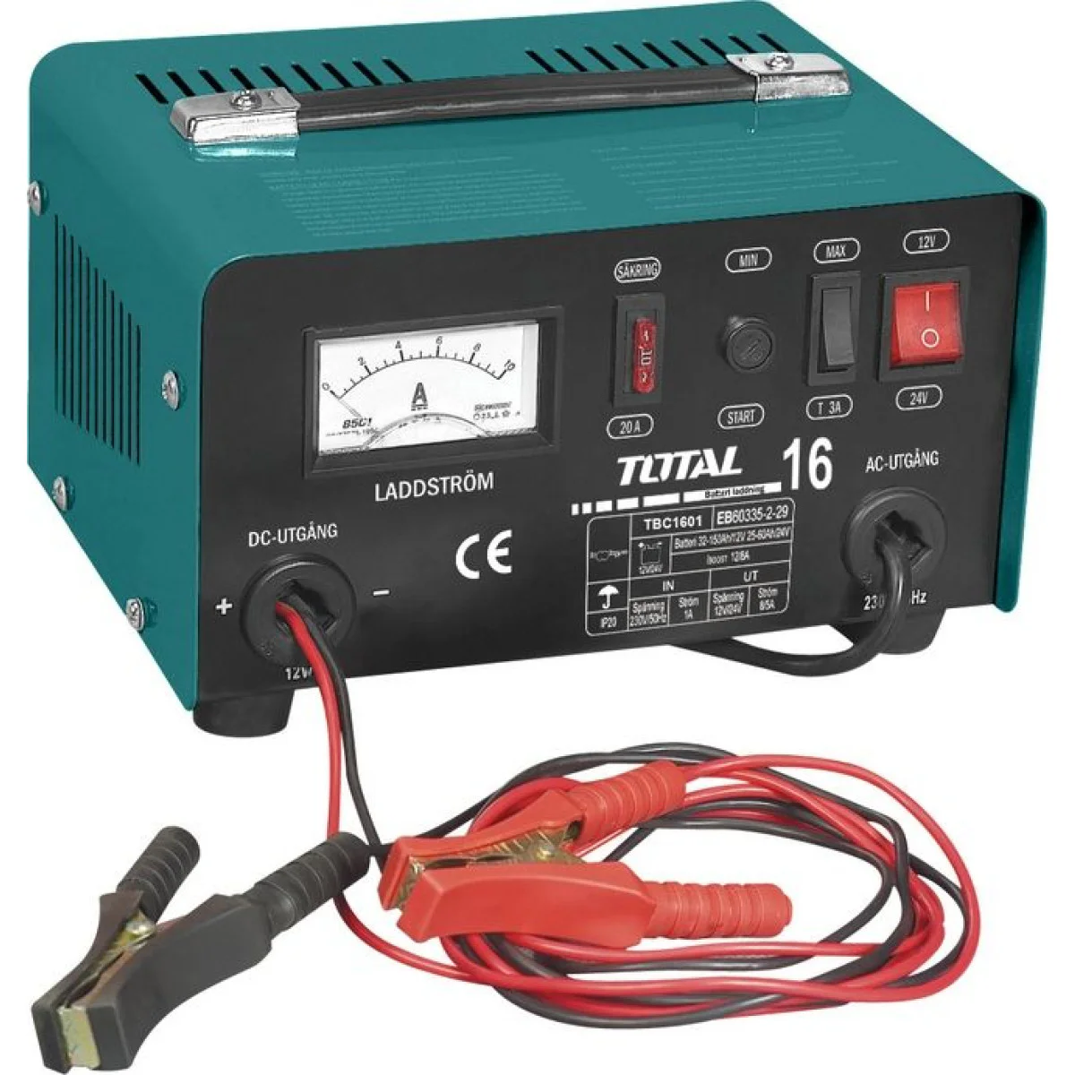 Зарядно за акумулатор TOTAL, 12V / 24V - 28 / 180 Ah - 9A / 4A TBC1601