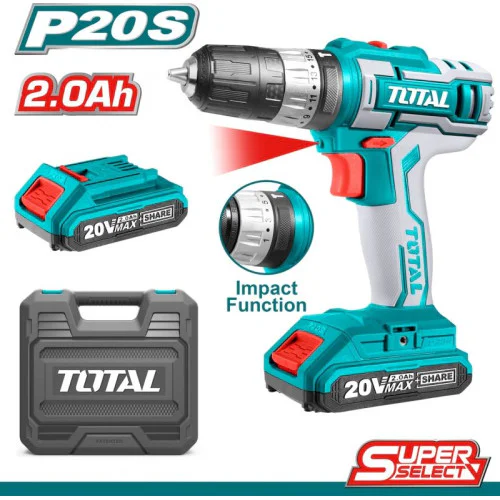 Акумулаторен ударен винтоверт TOTAL Industrial, 20 V, 2 x 2.0 Ah Li-Ion