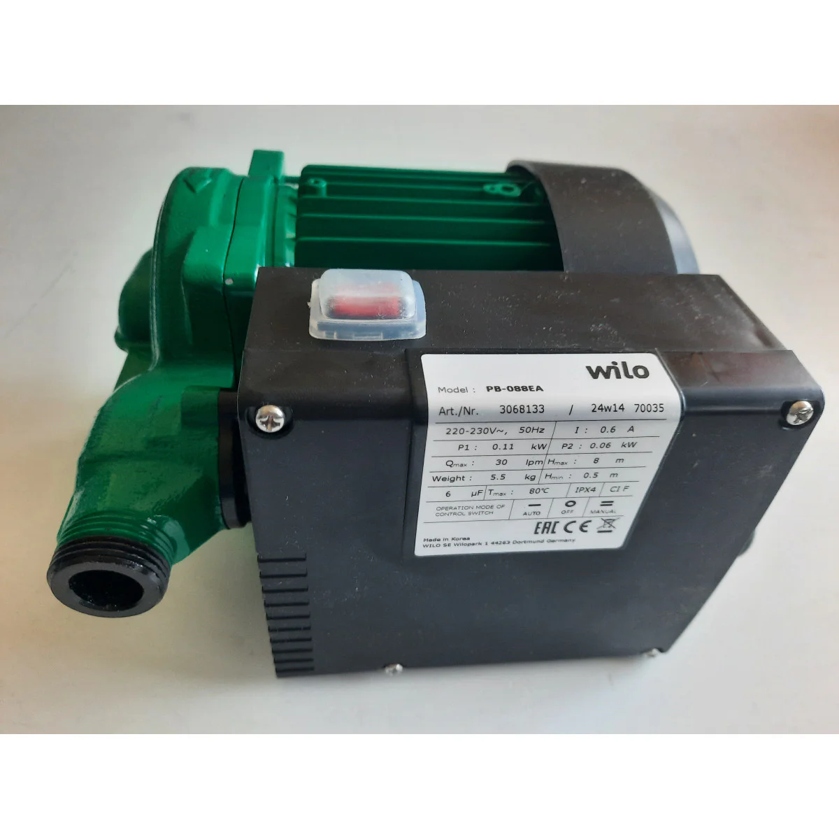 Помпа Wilo PB-088EA, за повишаване на налягане електрическа 8 м, 2.5 м3/ч, 60 W 3068133