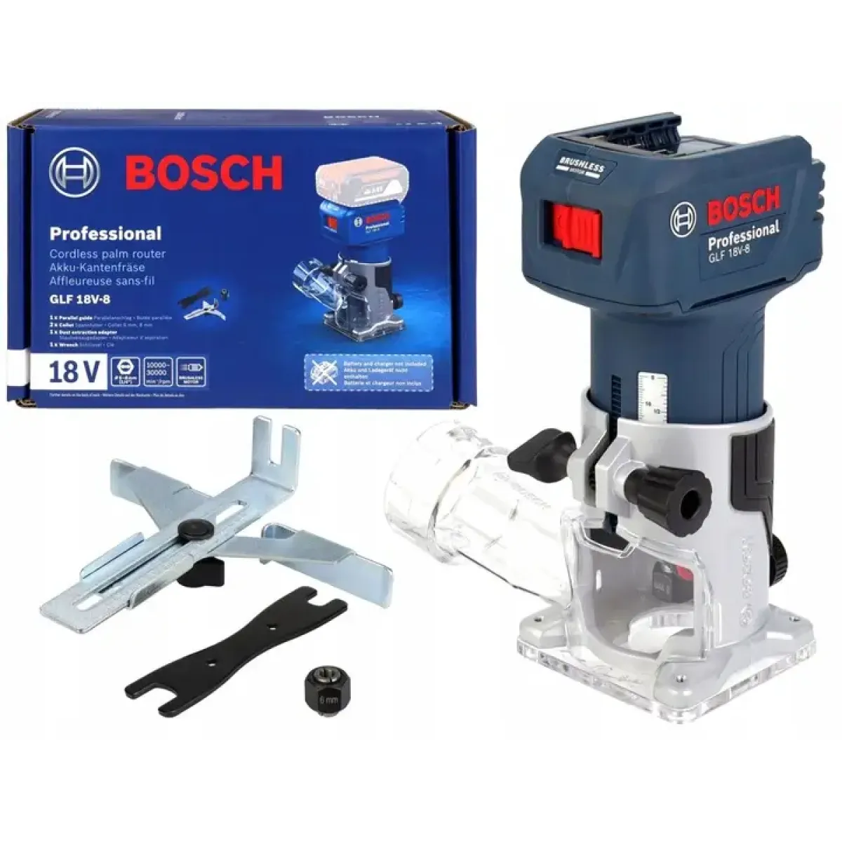Оберфреза Bosch GLF 18V-8, цанга ¼, 6, 8 мм, 06016C6020 Оберфреза Bosch GLF 18V-8, цанга ¼, 6, 8 мм, 06016C6020