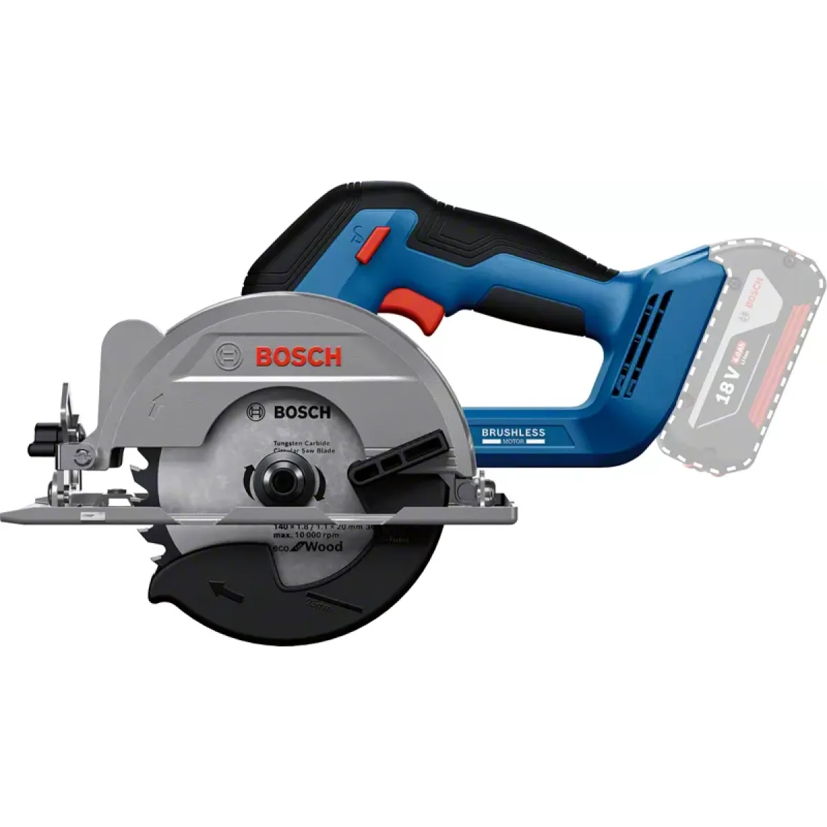 Акумулаторен циркуляр Bosch GKS 18V-51, 18 V, 140 мм, без батерия и зарядно + 1 x диск за циркуляр, Eco for wood, 140 mm x 1,8/1,1 x 20 mm, 30 06019M3120