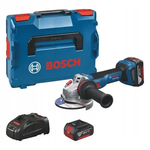 Акумулаторен ъглошлайф Bosch GWS 18V-11, ⌀125 мм, M14, с 2 батерии 18 V, 5 Ah, зарядно и куфар L-BOXX