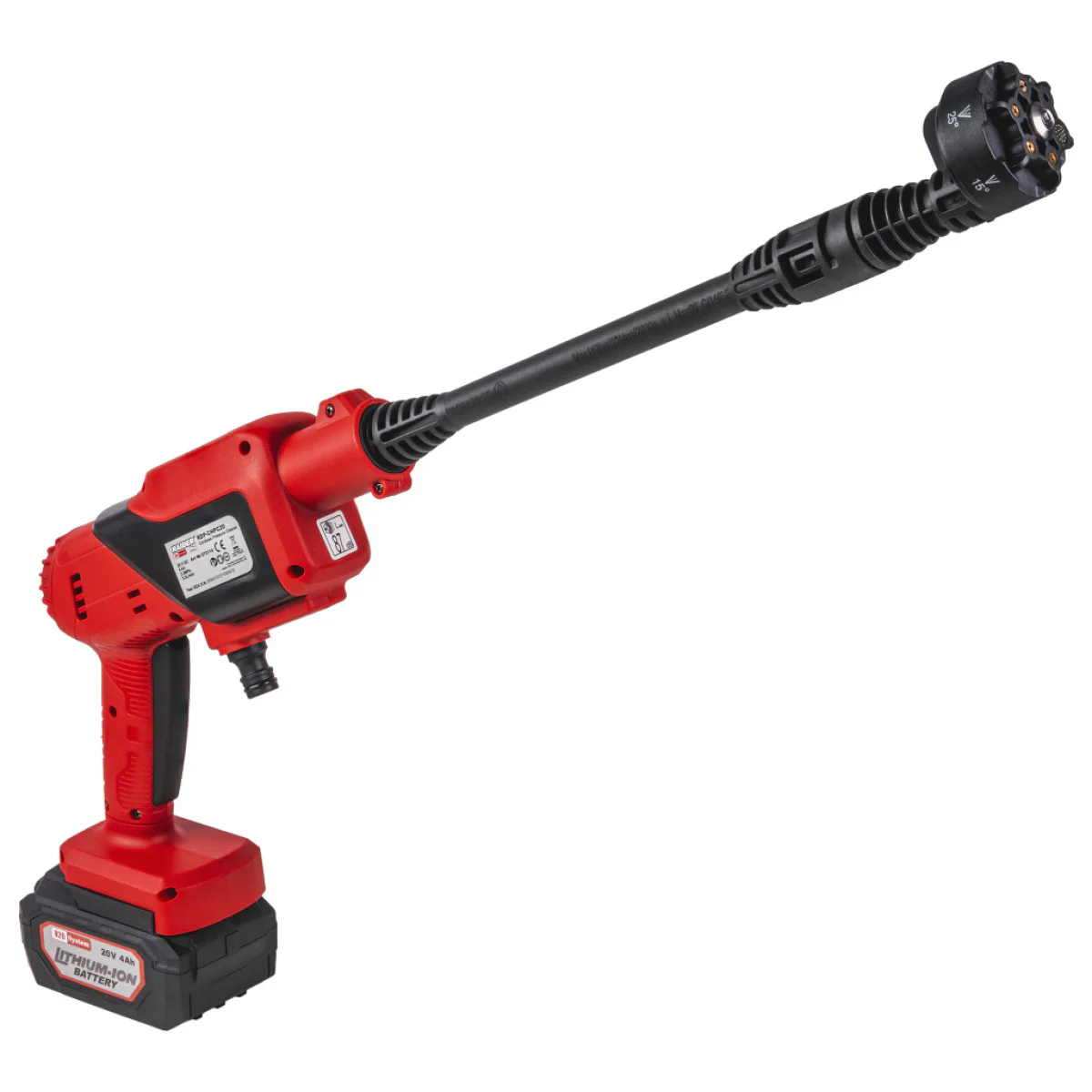 Акумулаторна водоструйка Raider RDP-CHPC20, R20, 3.3 л/мин, 25 бара, с батерия 20 V, 4 Ah, зарядно и аксесоари 072110 Акумулаторна водоструйка Raider RDP-CHPC20, R20, 3.3 л/мин, 25 бара, с батерия 20 V, 4 Ah, зарядно и аксесоари 072110