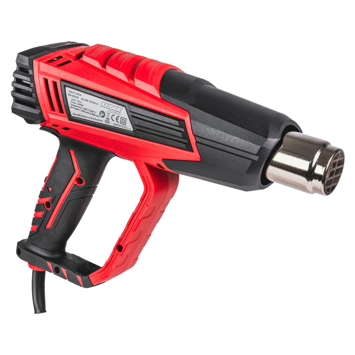 Пистолет за горещ въздух Raider RD-HG26, 2000W, 2 степени, 5 аксесоара, куфар 074314