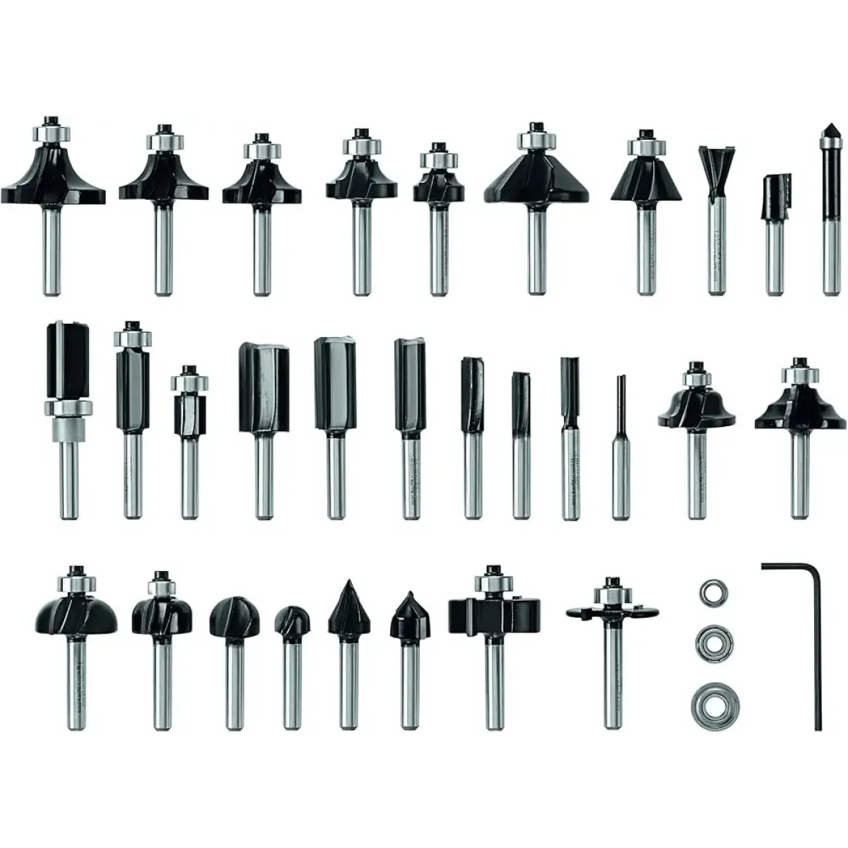 Фрезери комплект за оберфреза, 15 части, смесени, 6mm опашка, Bosch 2607017471