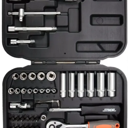 Комплект тресчотка, битове и вложки STHOR, 1/4 